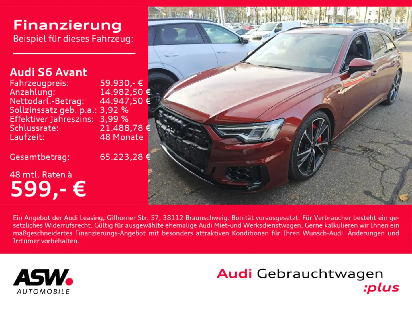 Audi S6 3.0TDI quattro tiptroni LED RFK B&O AHK Rot - 1
