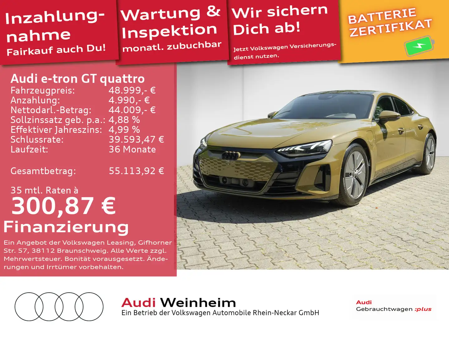 Audi e-tron GT Panoramadach Kamera LED Navi u Grün - 1