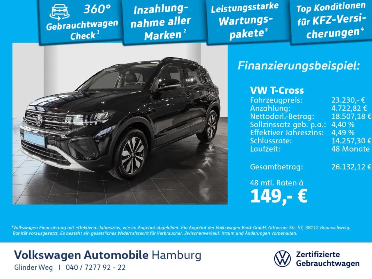 Volkswagen T-Cross 1.0 TSI Goal Ganzjahresreifen AppConnect Schwarz - 1