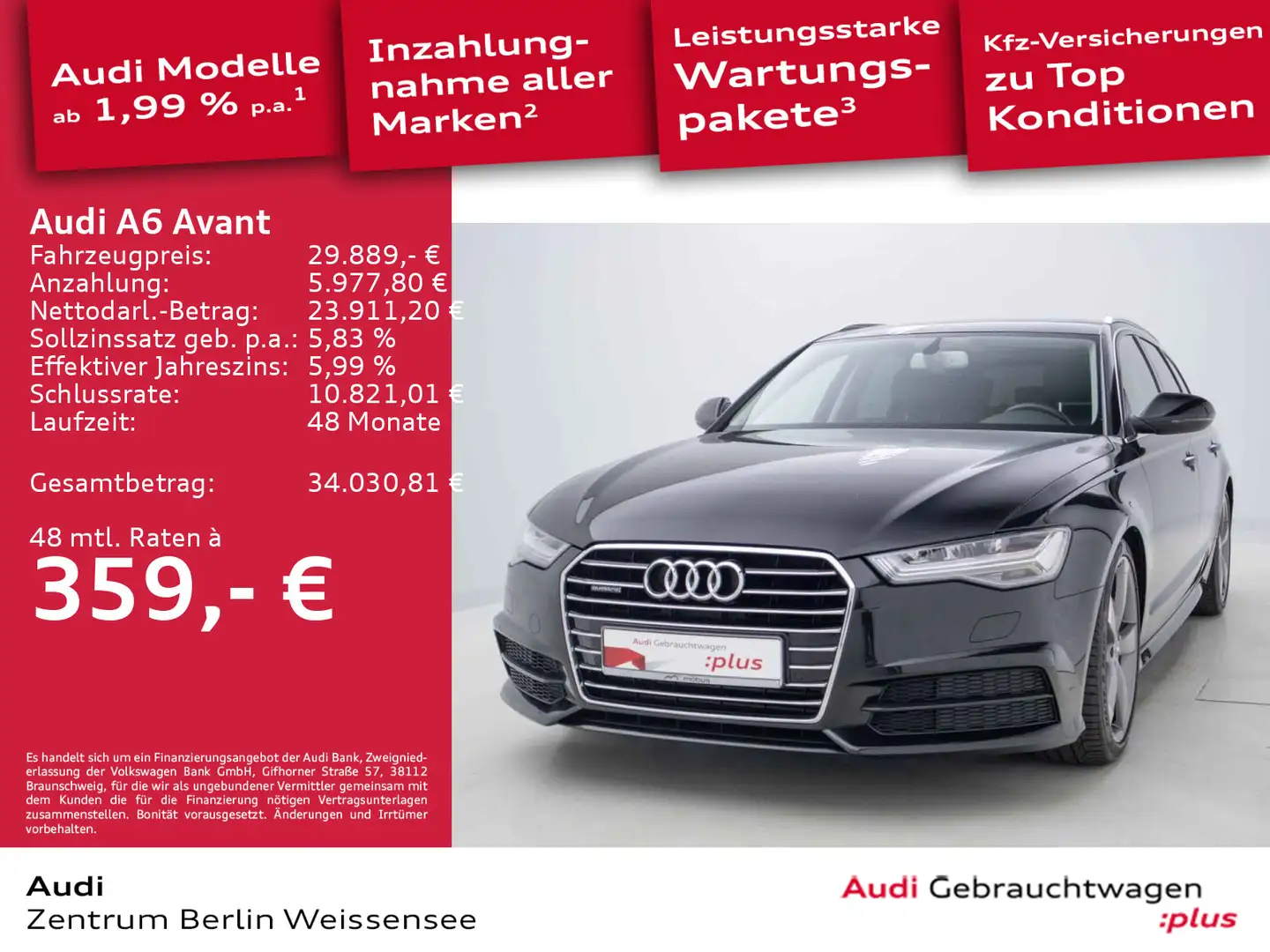 Audi A6 2.0 TFSI S-TRO*PANO*RFK*MEMORY* Schwarz - 1