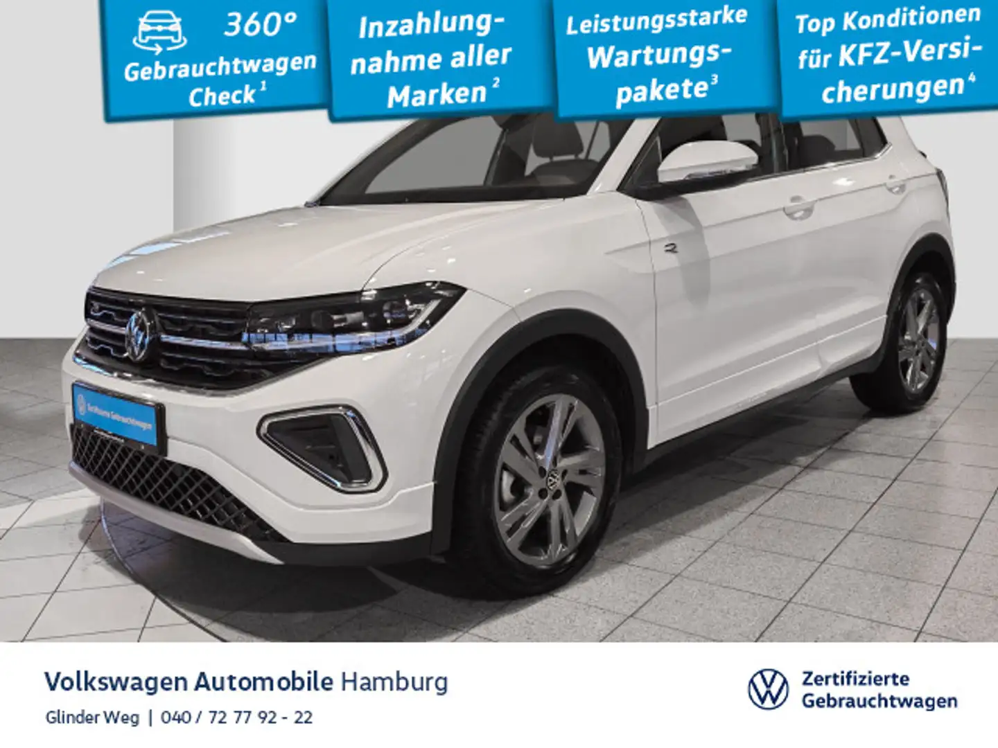 Volkswagen T-Cross 1.0 TSI R-Line DSG Matrix-LED AHK PDC Weiß - 1