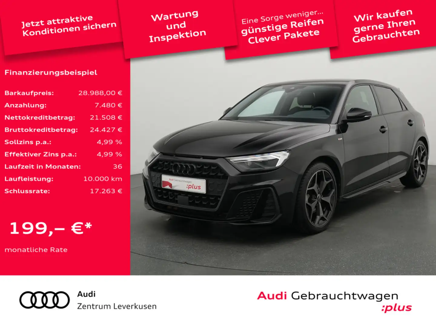 Audi A1 Sportback S line S-TRON NAVI VIRT ACC KAM Schwarz - 1