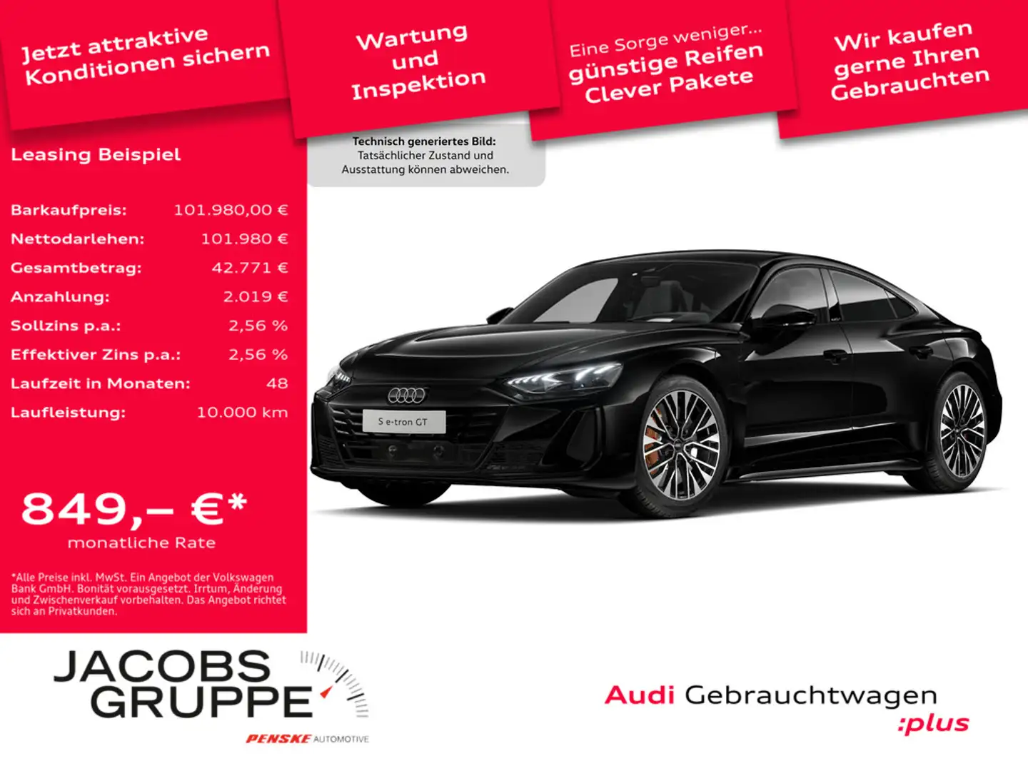 Audi e-tron GT S qu. Black/Pano/Laser/HuD/ACC/360° Schwarz - 1
