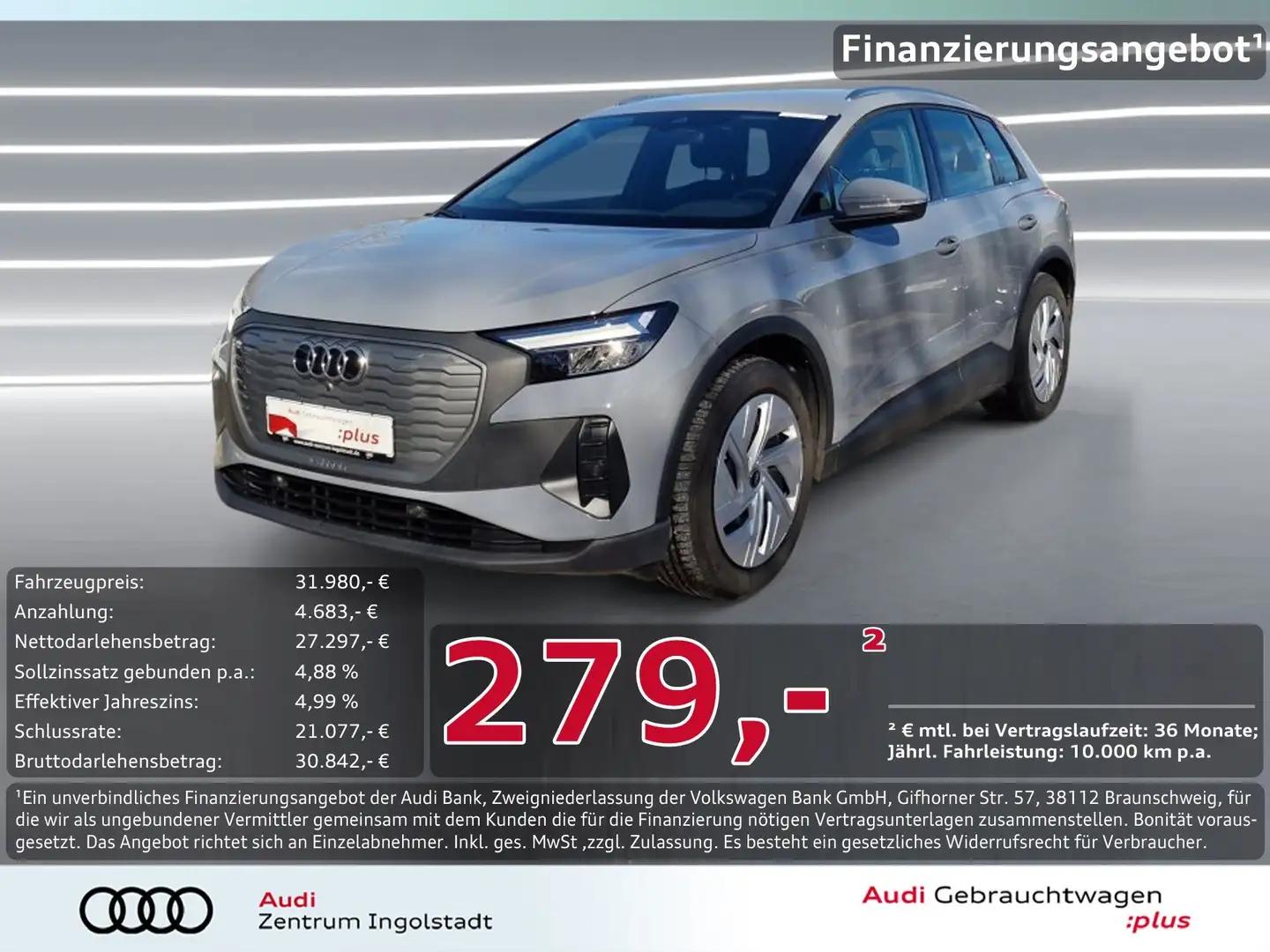 Audi Q4 e-tron 40 AHK LED 3-Zonen-Klima SHZ PDC Grau - 1