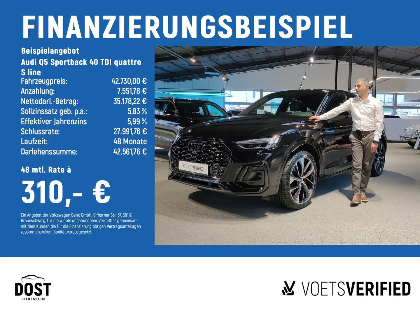 Audi Q5 Sportback 40 TDI quattro S line AHK+NAVI+STHZG Nero - 2