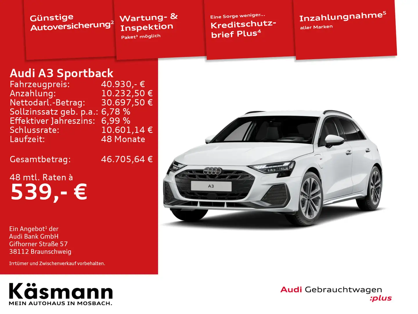 Audi A3 S line 40TFSIe HUD KAM NAV SONOS Weiß - 2