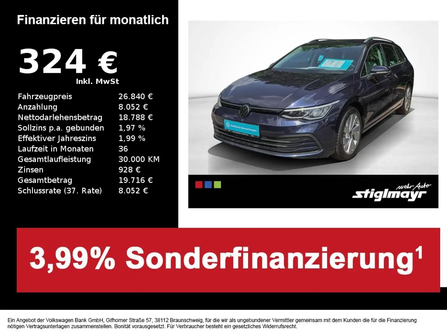 Volkswagen Golf VIII Variant Life 2.0 TDI KAMERA+LED+NAVI Blauw - 1