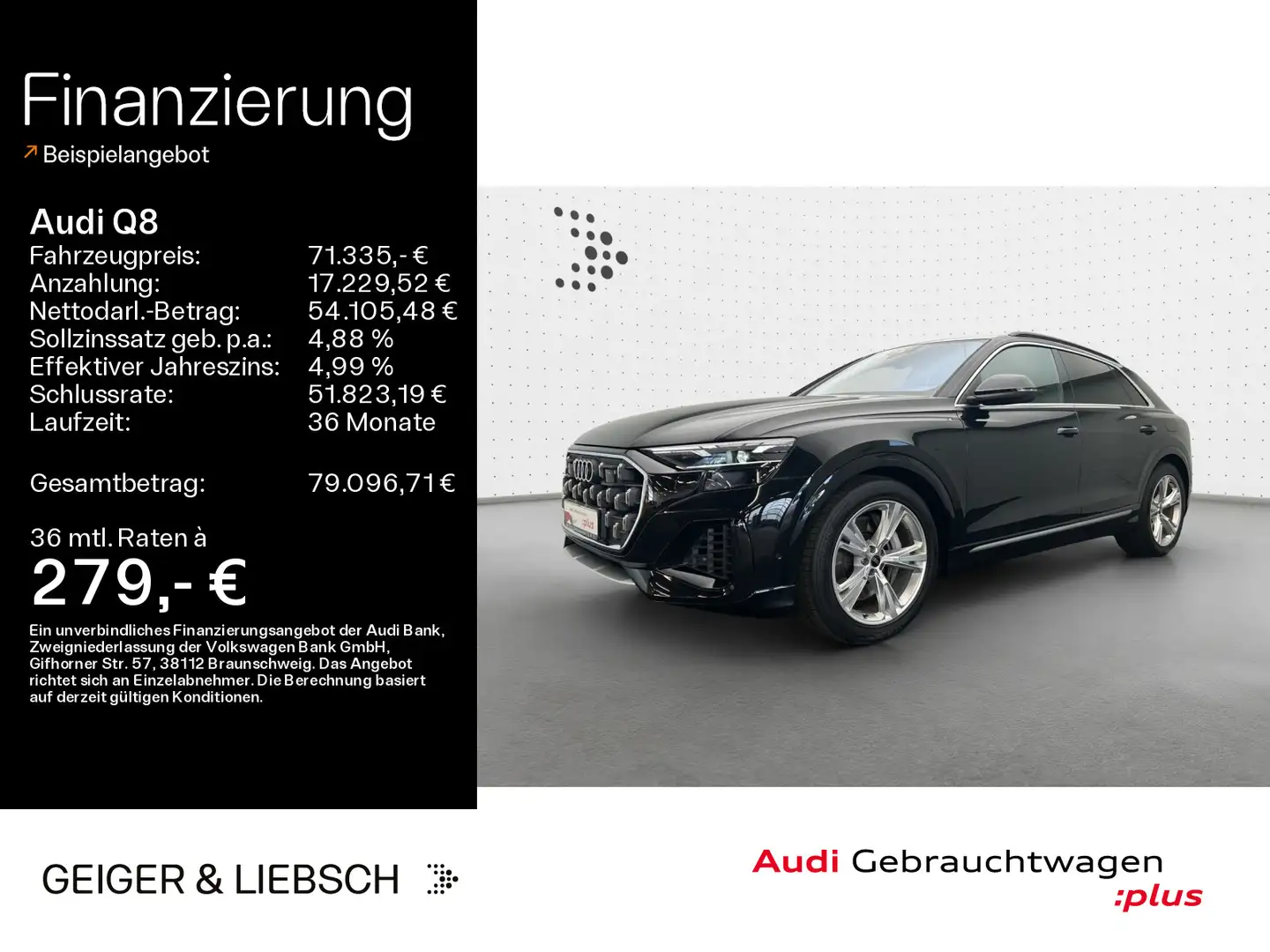 Audi Q8 55 TFSIe qu S line tip*Air*B&O*HUD*Matrix*Vir Zwart - 1