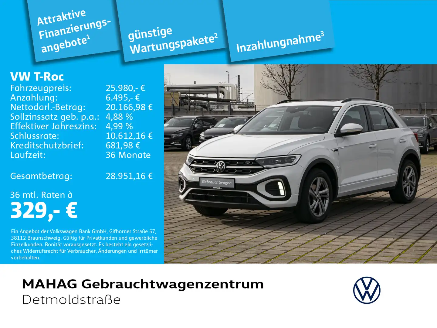 Volkswagen T-Roc T-ROC 1.0 TSI R-Line LED Pano Navi ParkAssist 6 Weiß - 1