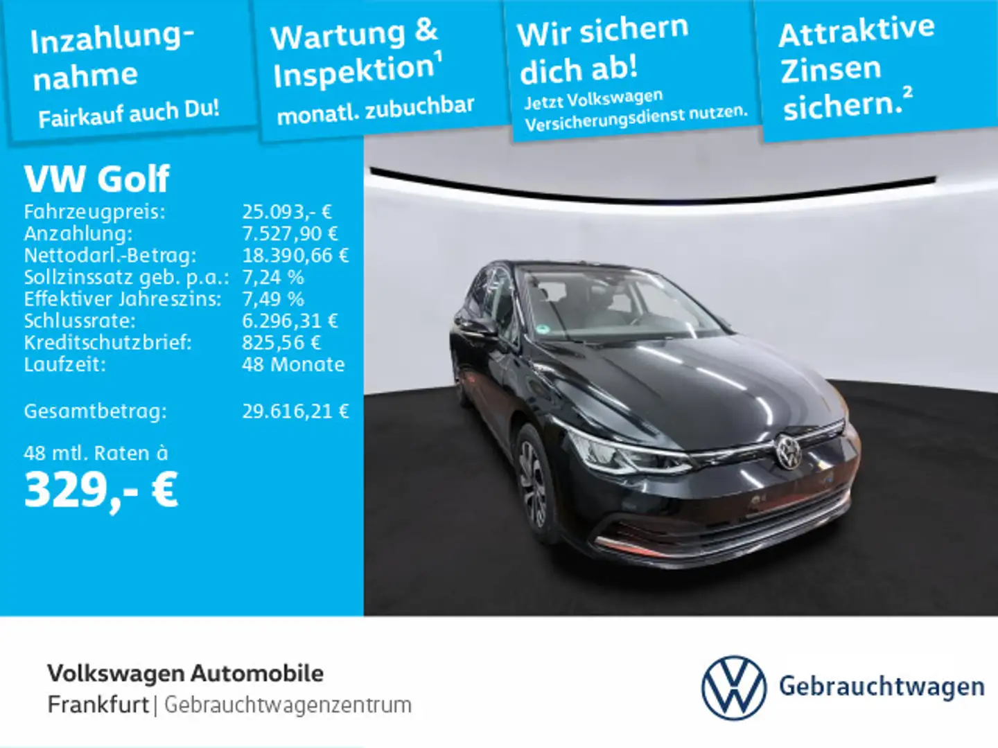 Volkswagen Golf VIII 1.0 TSI Active Navi LED DAB+ FrontAssi Schwarz - 1