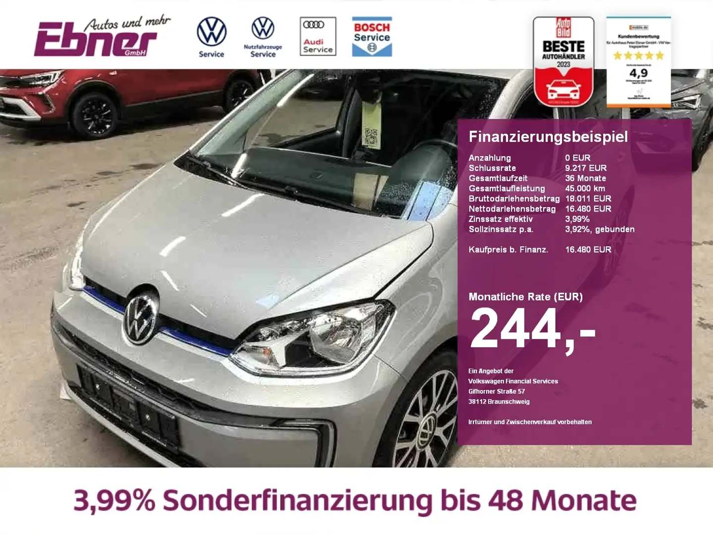 Volkswagen e-up! STYLE PLUS CCS+KAMERA+GRA+SITZHZG+AC-AUTOM+16 ALU! Argent - 1