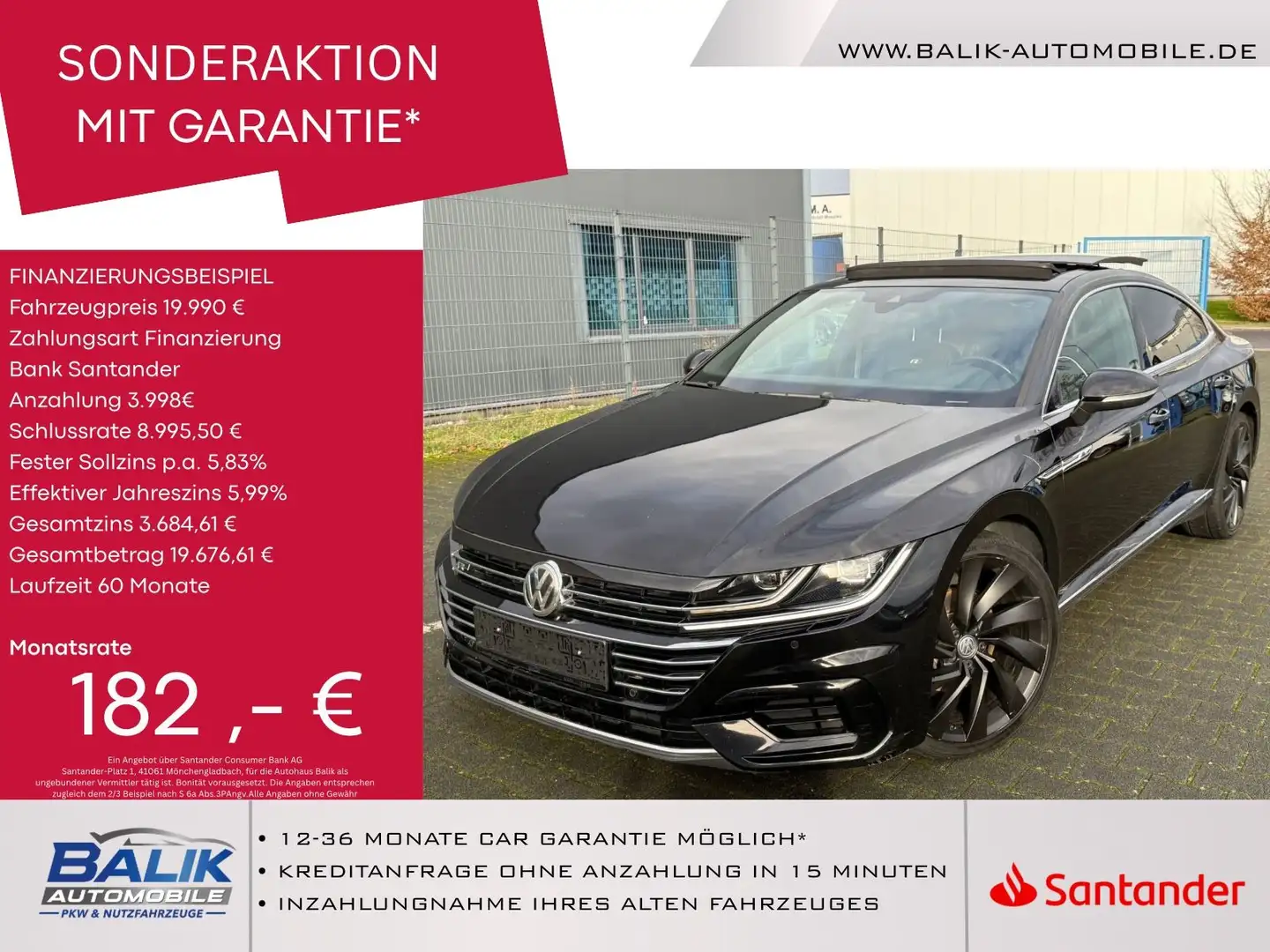 Volkswagen Arteon R-Line Exclusive*Pano*20"Rosario"Keyless Schwarz - 1