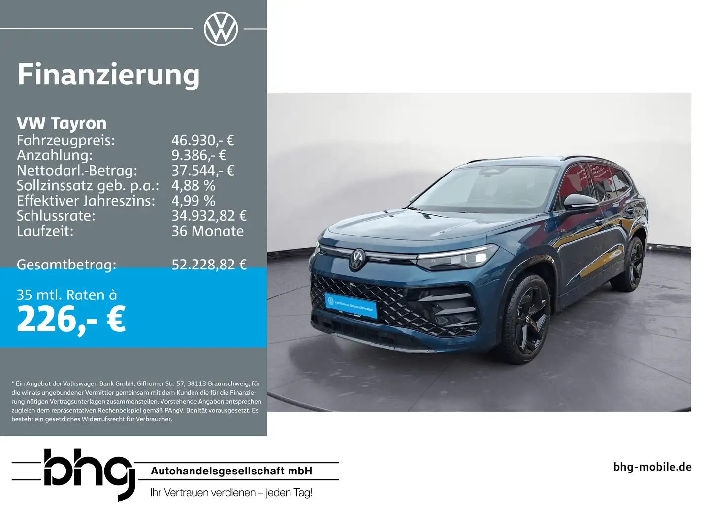Volkswagen Tayron R-Line 2,0 l TDI SCR (150 Kamera Sitzheiz Blu/Azzurro - 1