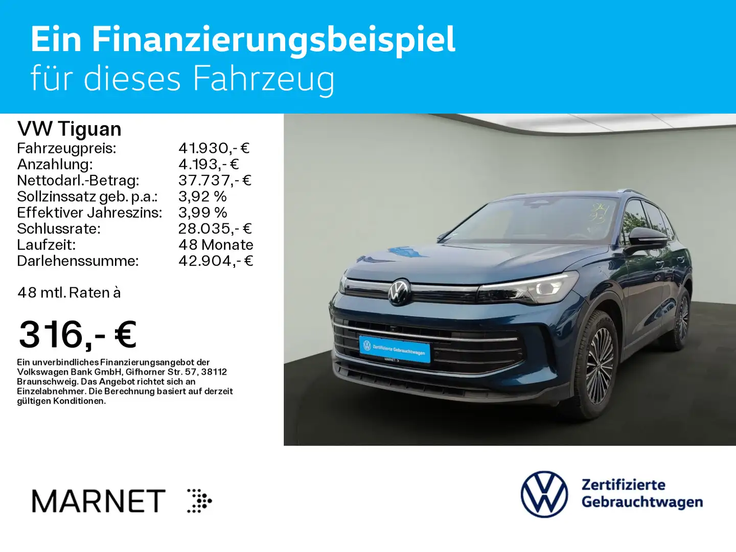 Volkswagen Tiguan Life GOAL 2.0 TDI DSG*KAMERA*AHK*ASK*NAVI Bleu - 2