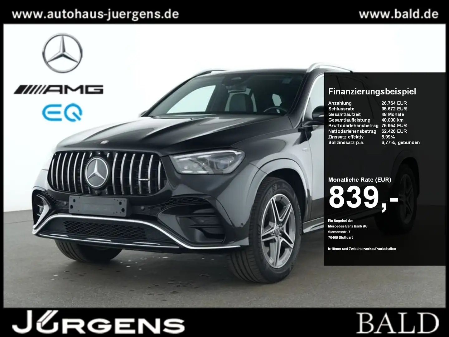 Mercedes-Benz GLE 53 AMG 4M+ Pano/Memo/360°/MBeam/Burm/Keyl/20 Schwarz - 1