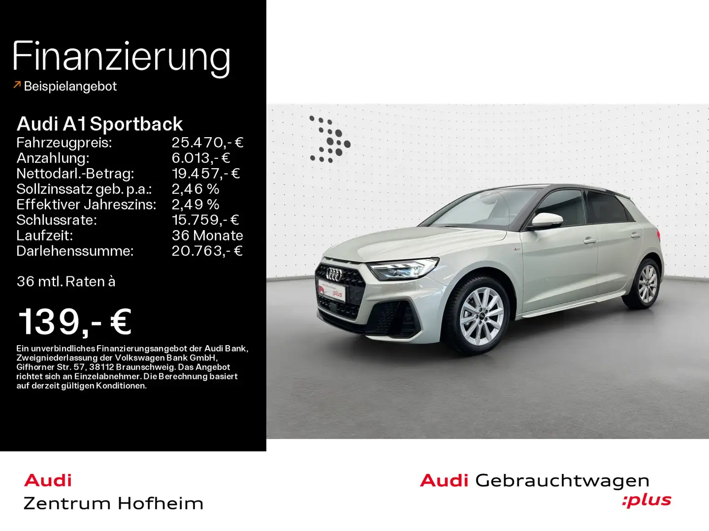 Audi A1 25 TFSI 2x S line*Sonos*LED*Virtual Silber - 1