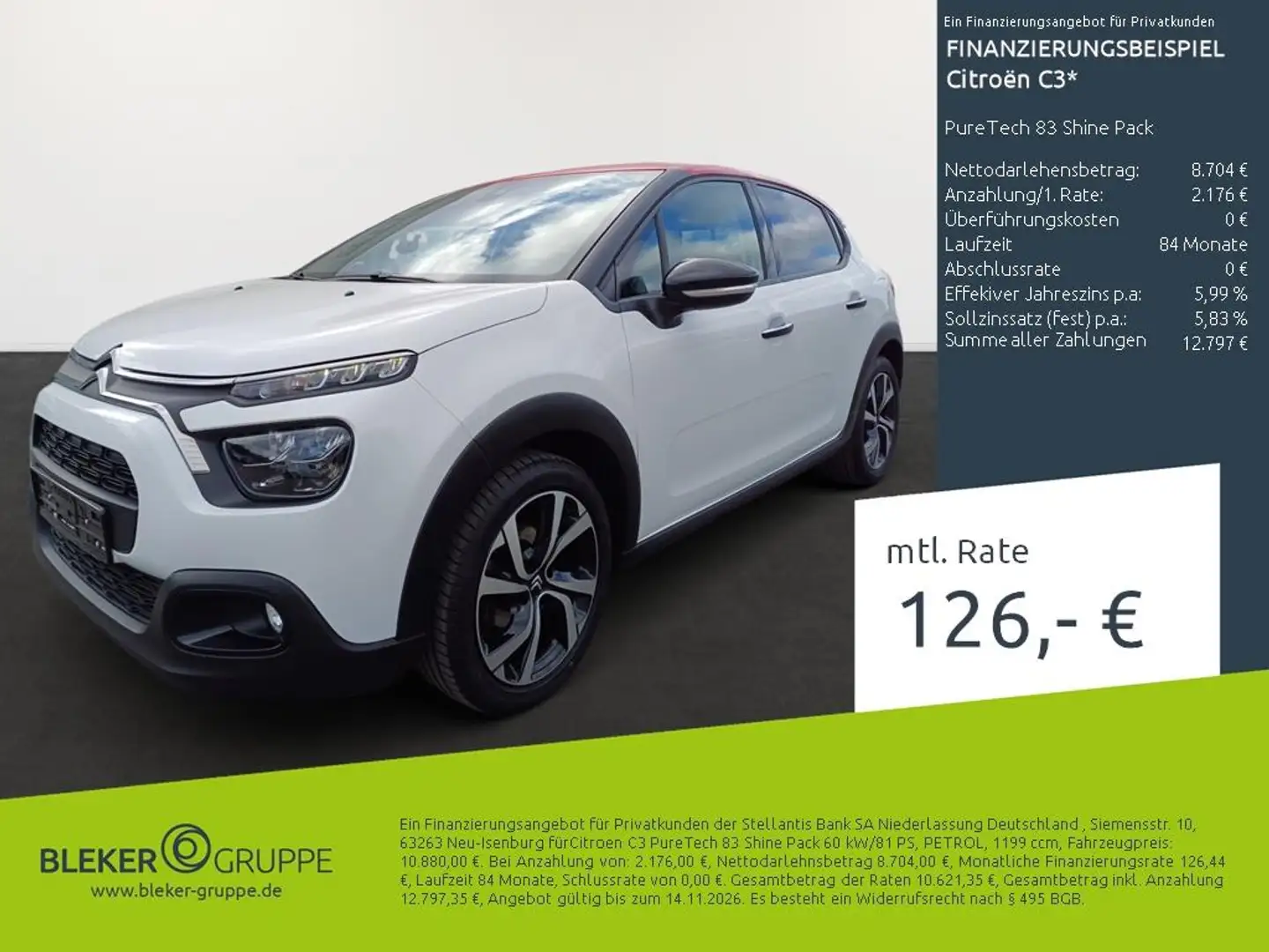 Citroen C3 PureTech 83 Shine Pack Blanc - 1