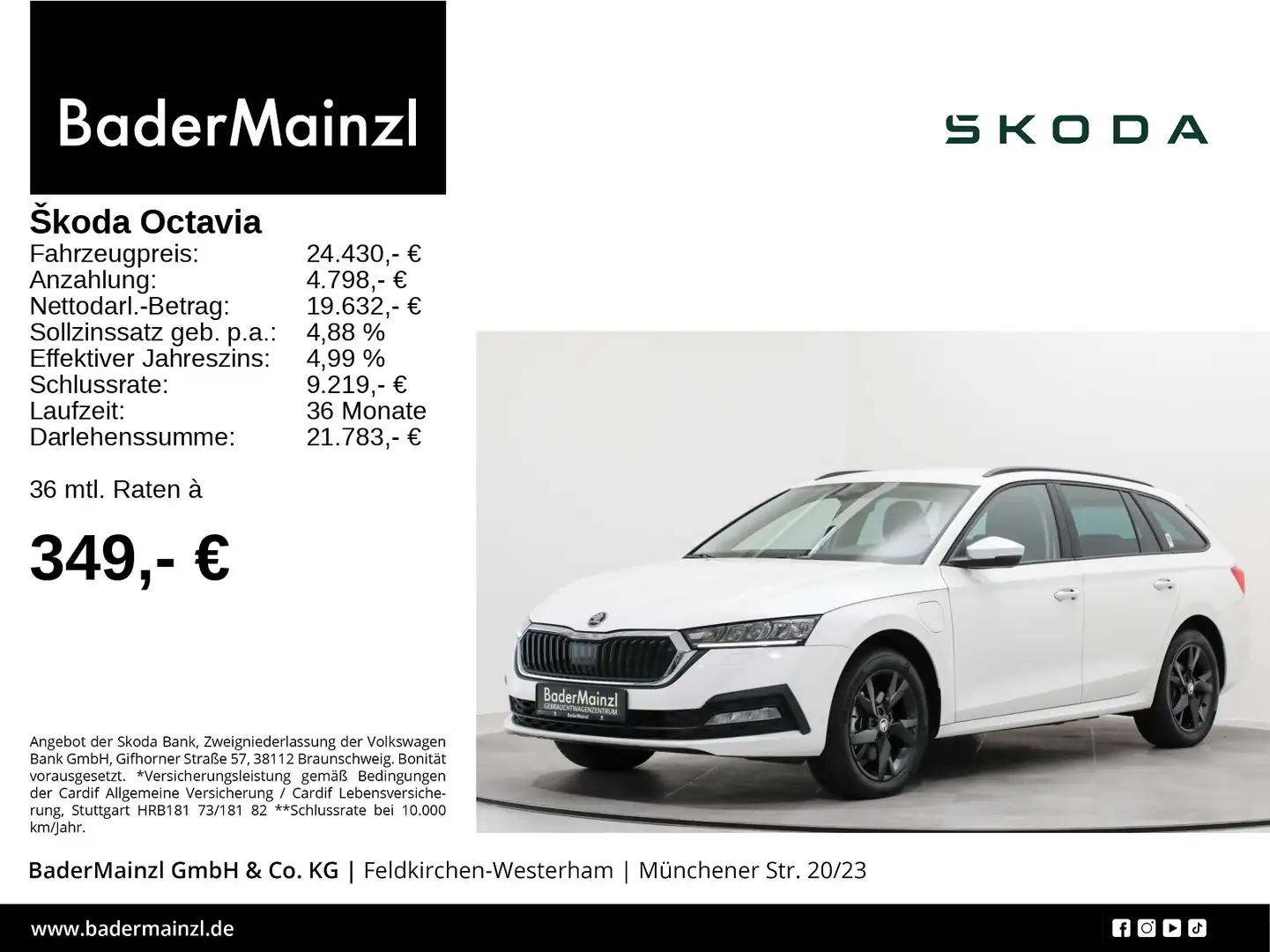 Skoda Octavia Combi 1.4 TSI iV DSG AHK Carplay Kamera Weiß - 1