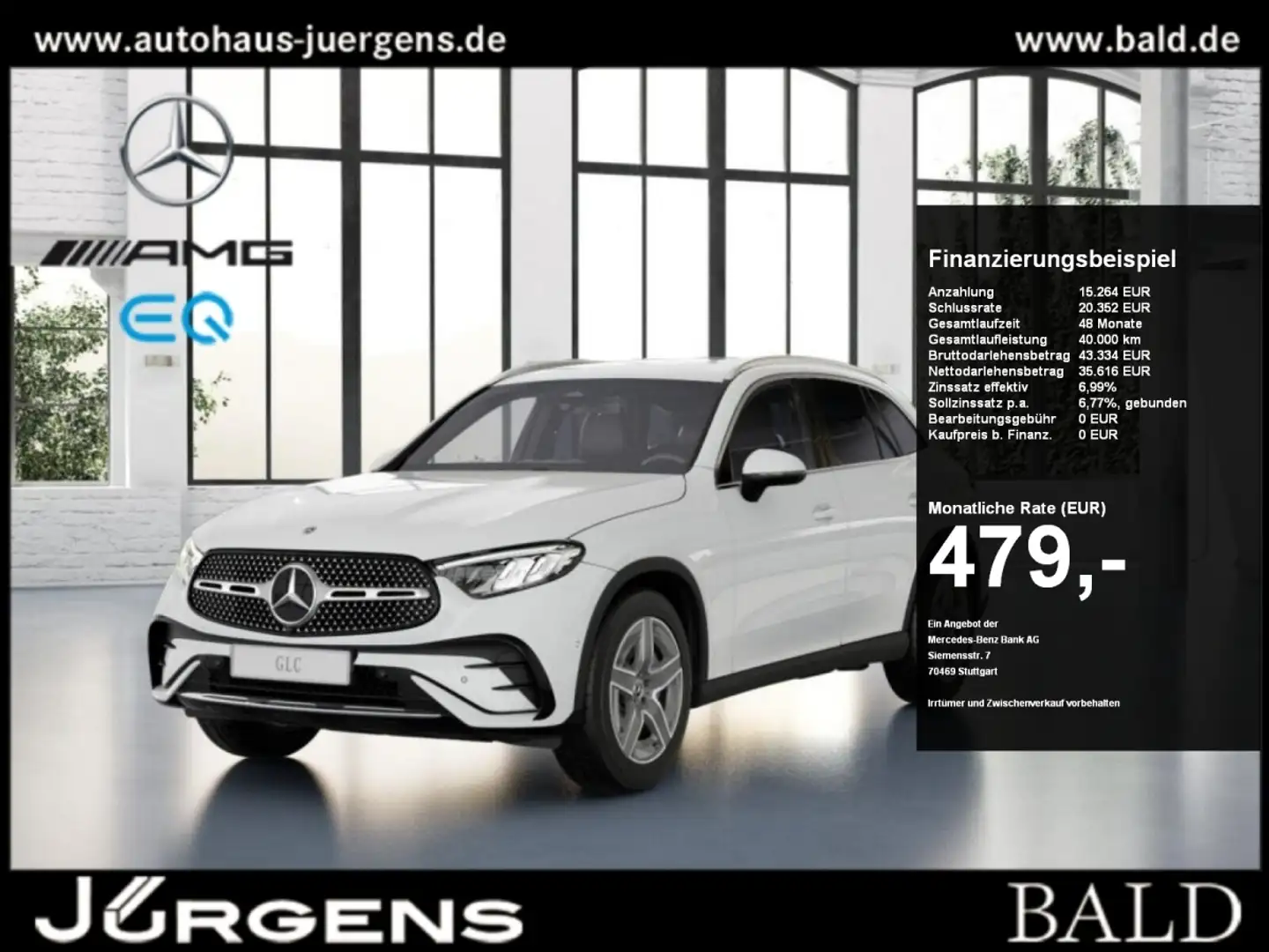 Mercedes-Benz GLC 200 4M AMG/Wide/LED/Totw/Memo/Cam/Easy-P/19" Weiß - 1