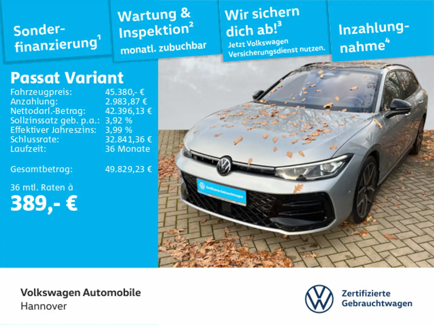 Volkswagen Passat Variant 2.0 TDI DSG R-Line 4M Navi AHK Pa Silber - 1