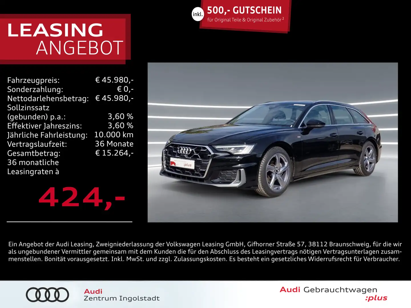 Audi A6 Avant 40 TDI qu S line MATRIX Pano ACC KAM S line Schwarz - 1