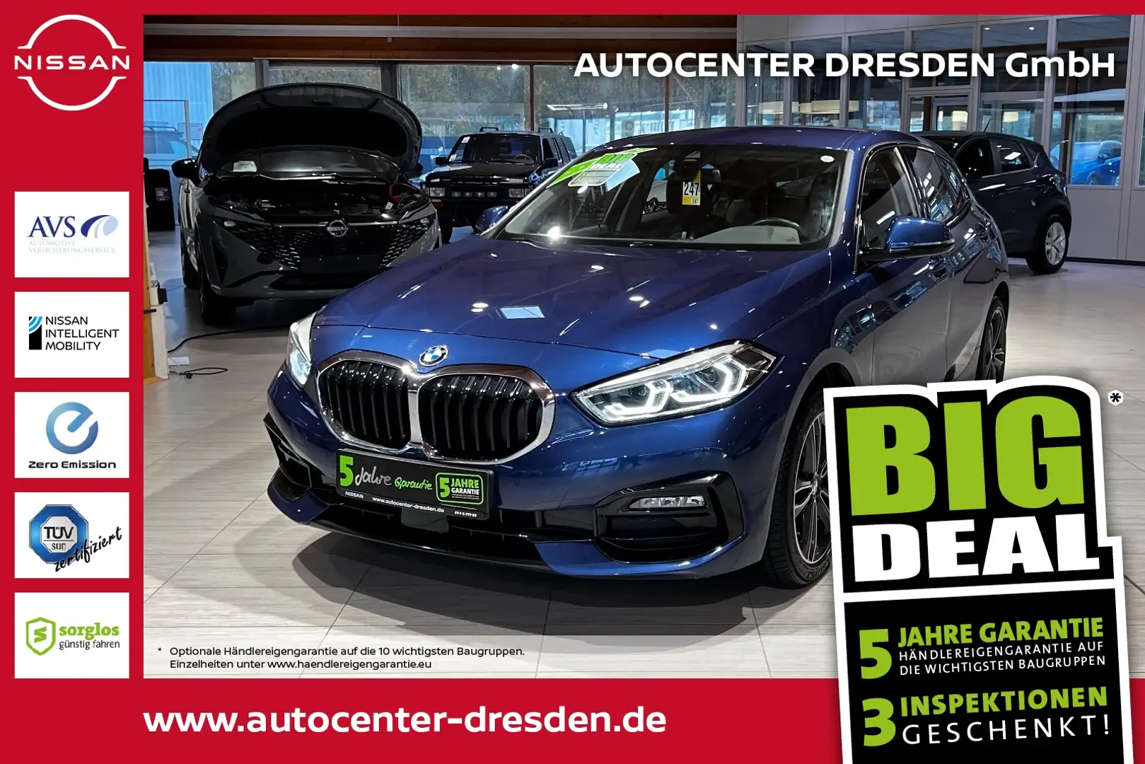 BMW 116 d Sport Line LED+SHZ+2xKlima+KeyLess+Kam Blau - 1
