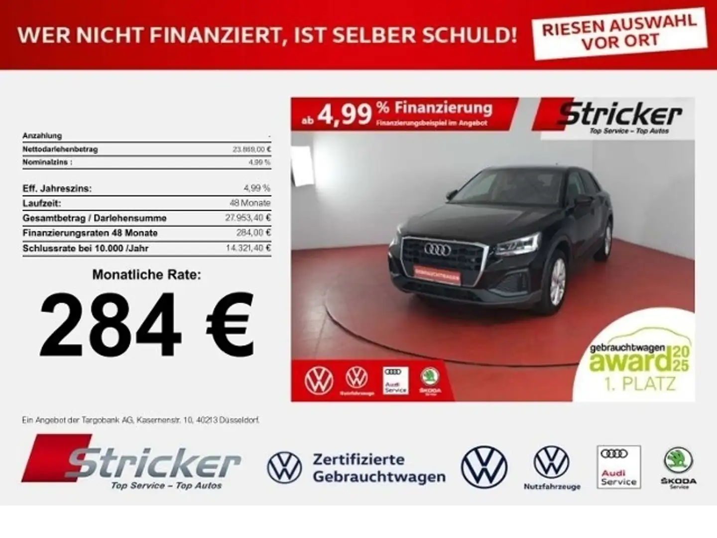 Audi Q2 35 1.5TFSI DSG 284,-ohne Anzahlung Kamera Sitzhei Schwarz - 1