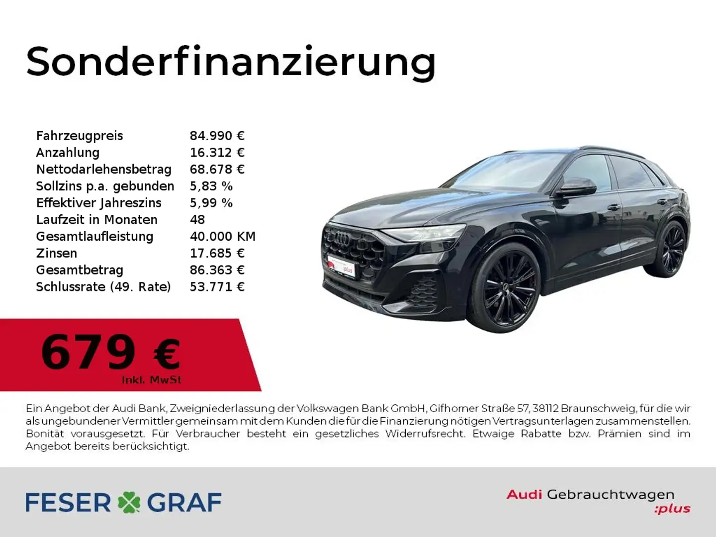 Audi Q8 S line 50 TDI /AIR/Matrix/Pano/B&O/Stdhzg Schwarz - 1