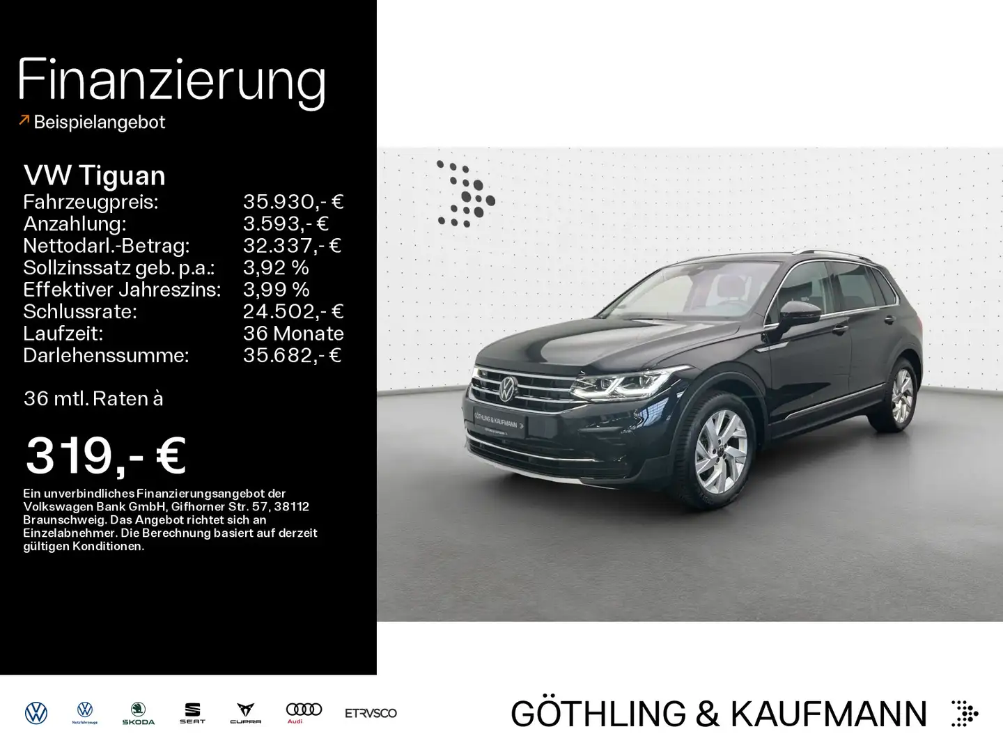 Volkswagen Tiguan Elegance 1.5 TSI 110kW*DSG*AHK*NAVI*ASG*I Zwart - 1