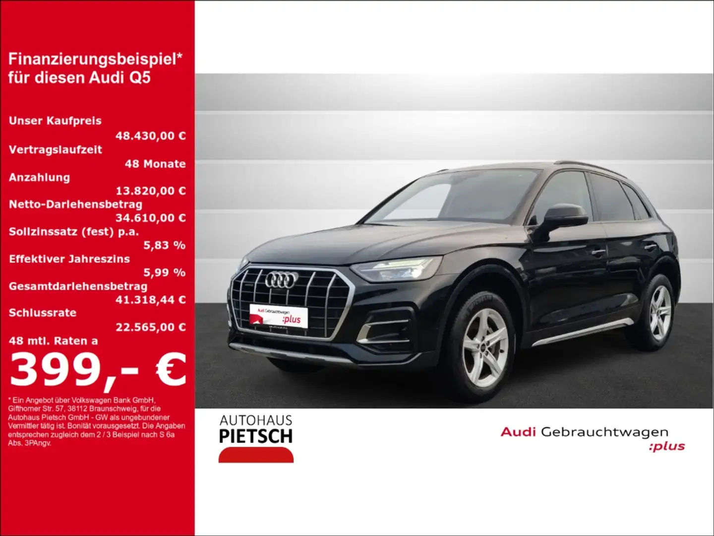 Audi Q5 advanced 40 TDI AHK Pano Leder Keyless 360° Schwarz - 1