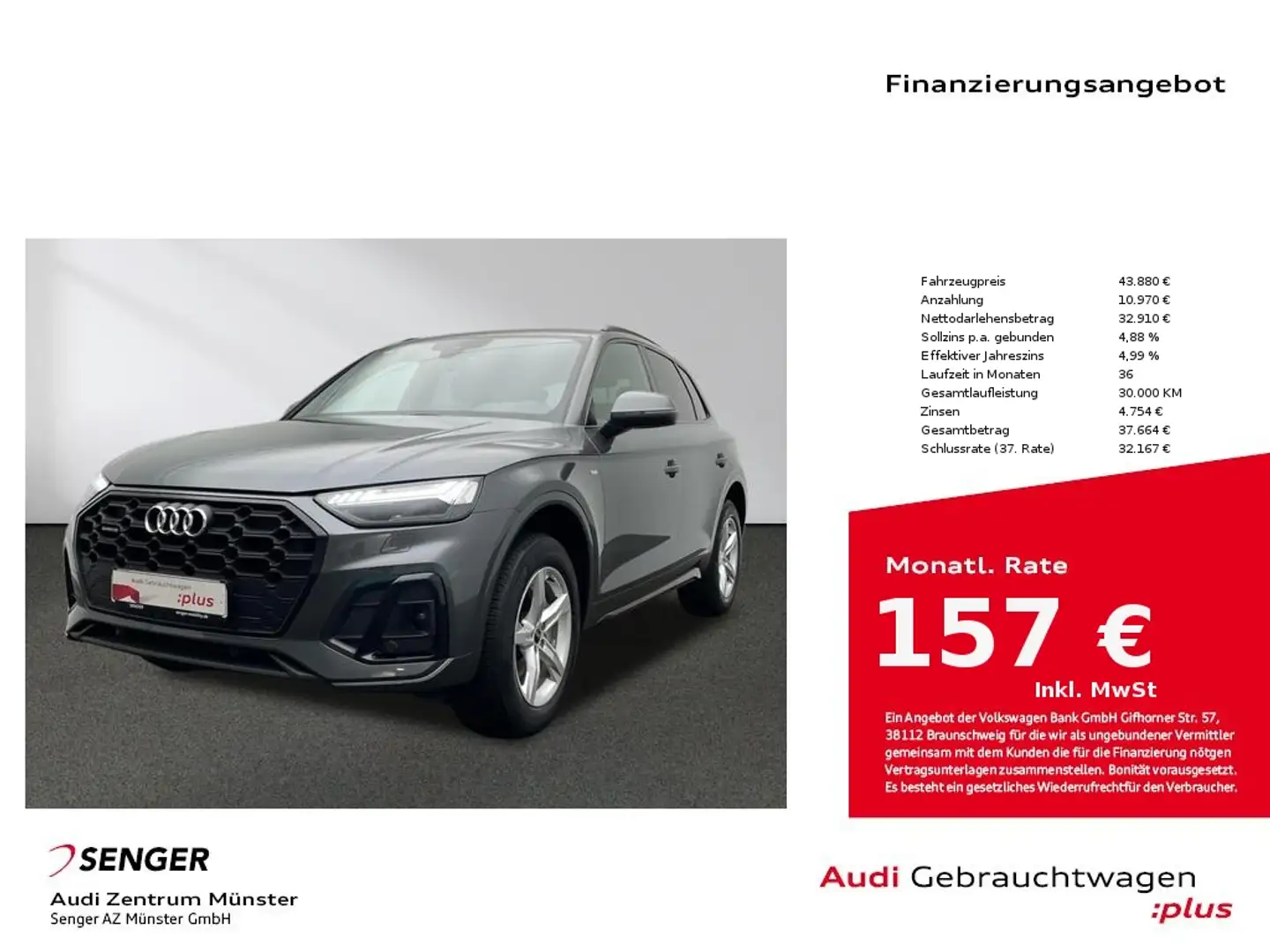 Audi Q5 40 TDI quattro S line MMI Navi Matrix AHK Szary - 1