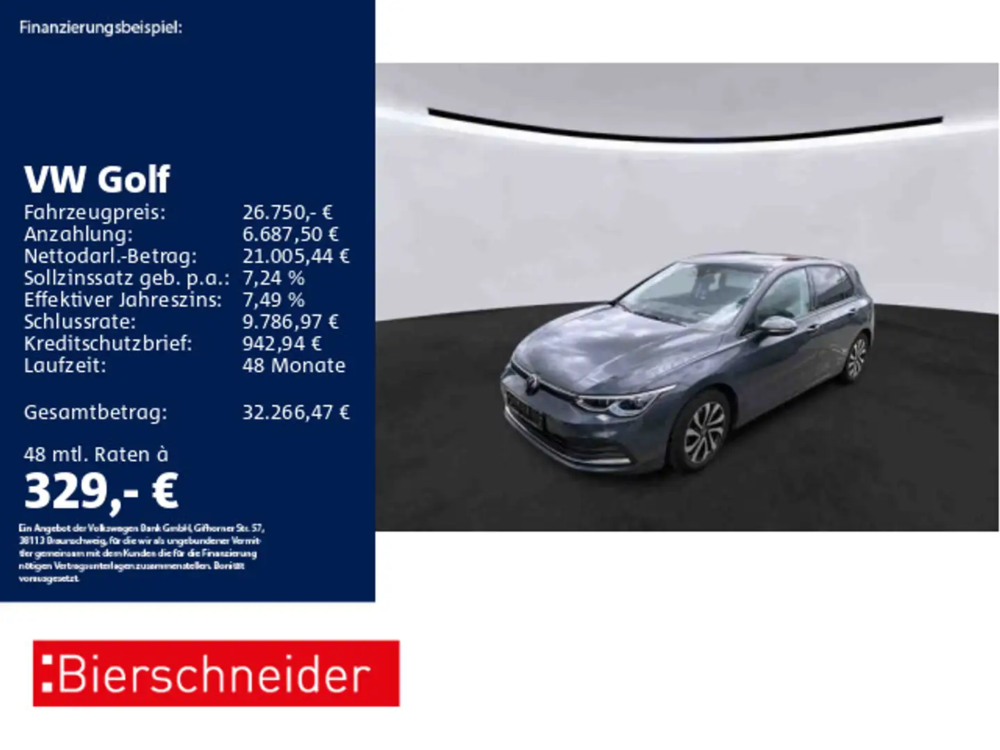 Volkswagen Golf 8 2.0 TDI DSG Active AHK PANO MATRIX CAM AC Grau - 1
