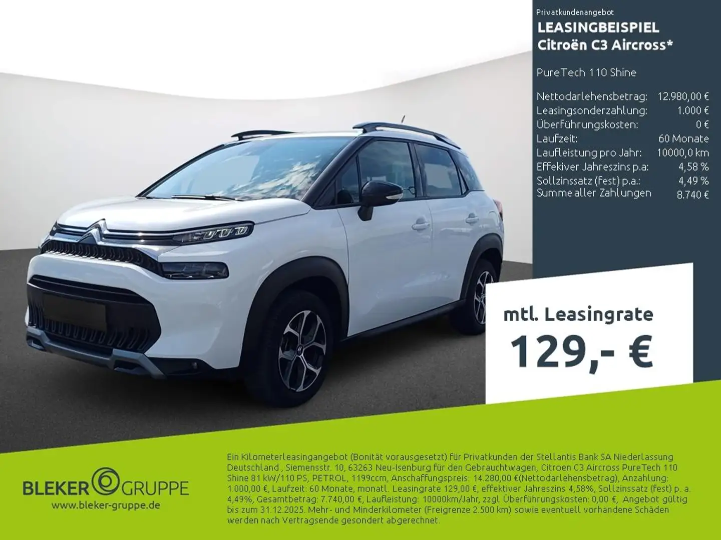 Citroen C3 Aircross PureTech 110 Shine Blanc - 2