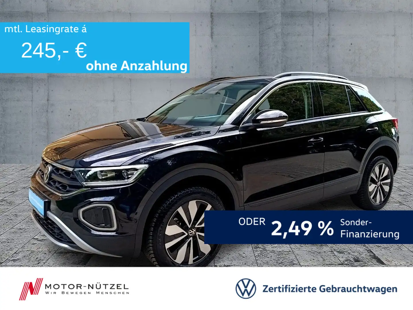 Volkswagen T-Roc 1.0 TSI GOAL 5JG+LEDplus+NAVI+STDHZG+ACC Schwarz - 1