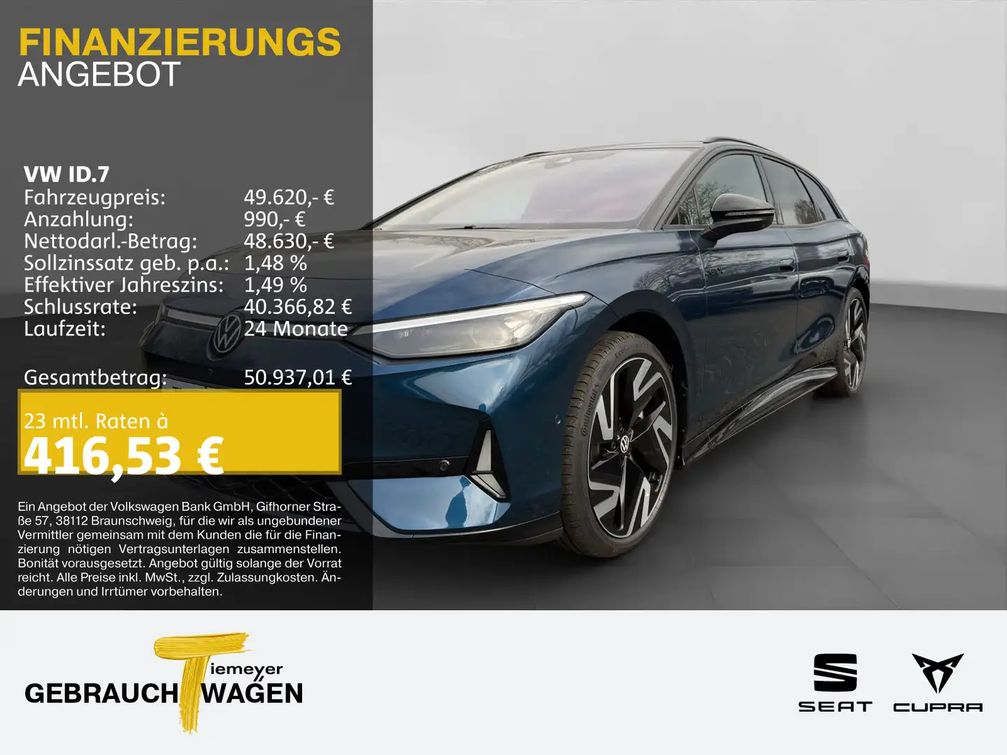 Volkswagen ID.7 Tourer GTX LM21 WÄRMEP. AHK 360 DCC Blau - 1
