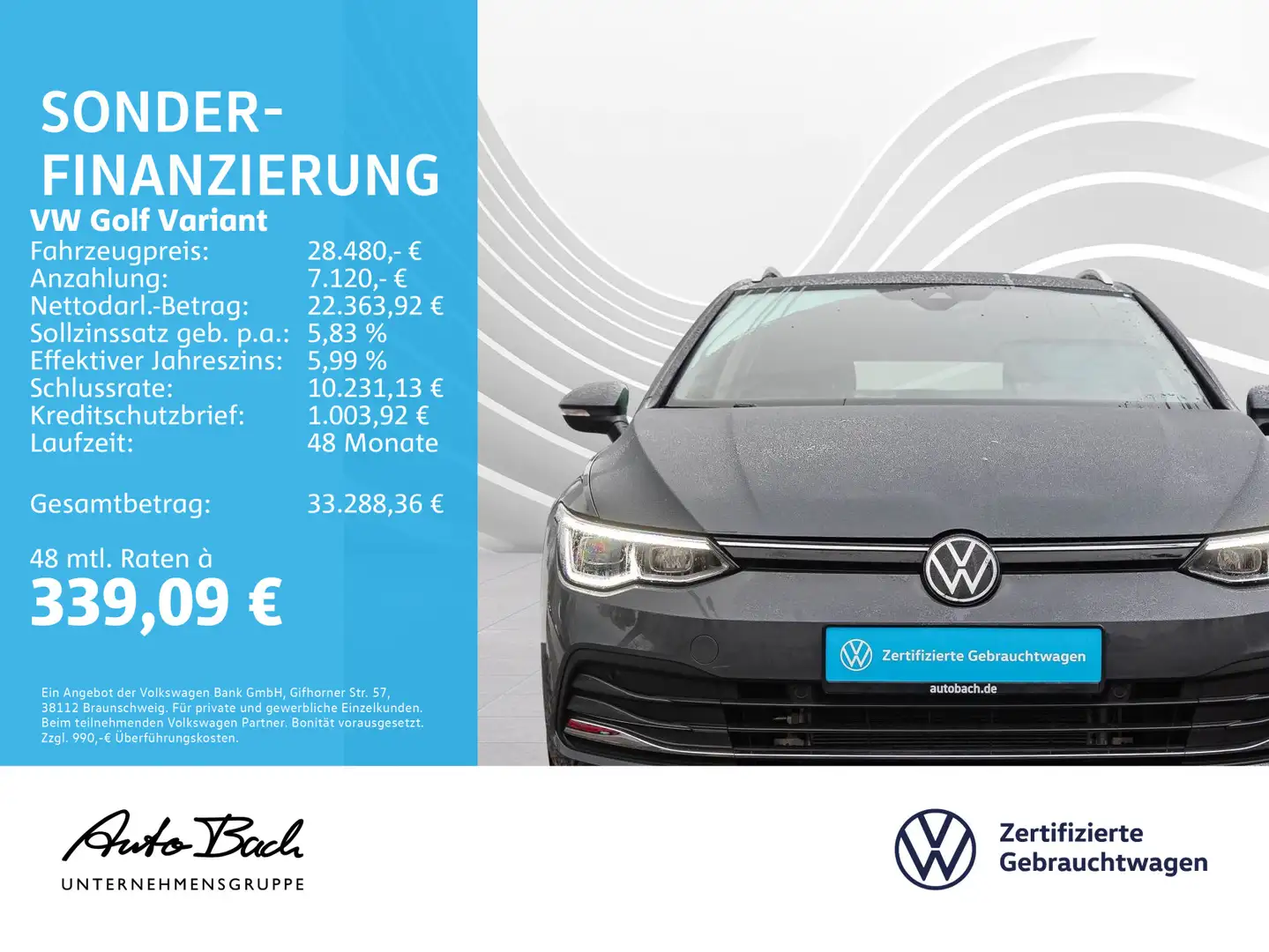 Volkswagen Golf Variant Golf VIII Variant 1.5 eTSI "MOVE" DSG Navi LED S Grau - 2