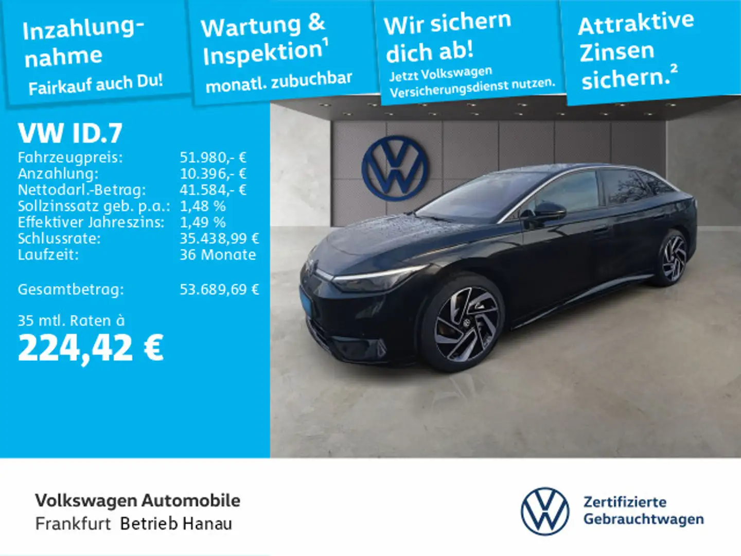 Volkswagen ID.7 Pro S Navi IQ.Light DAB+ FrontAssist Schwarz - 1