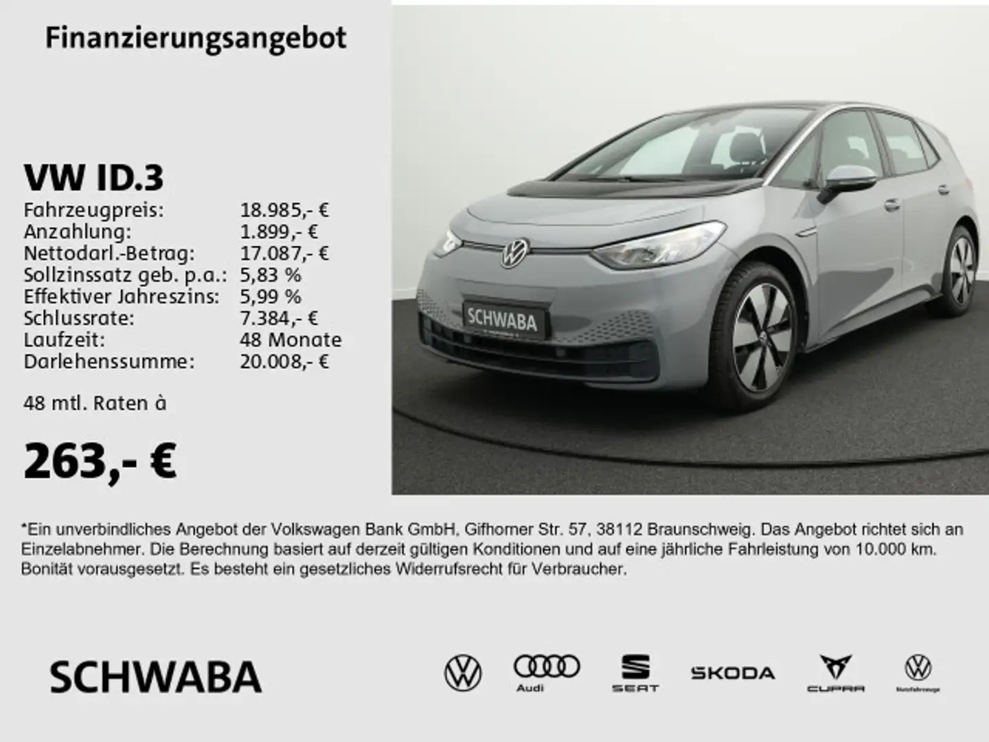 Volkswagen ID.3 Pure Performance *R-KAM*LED*NAVI*LANE*18''* Grijs - 1
