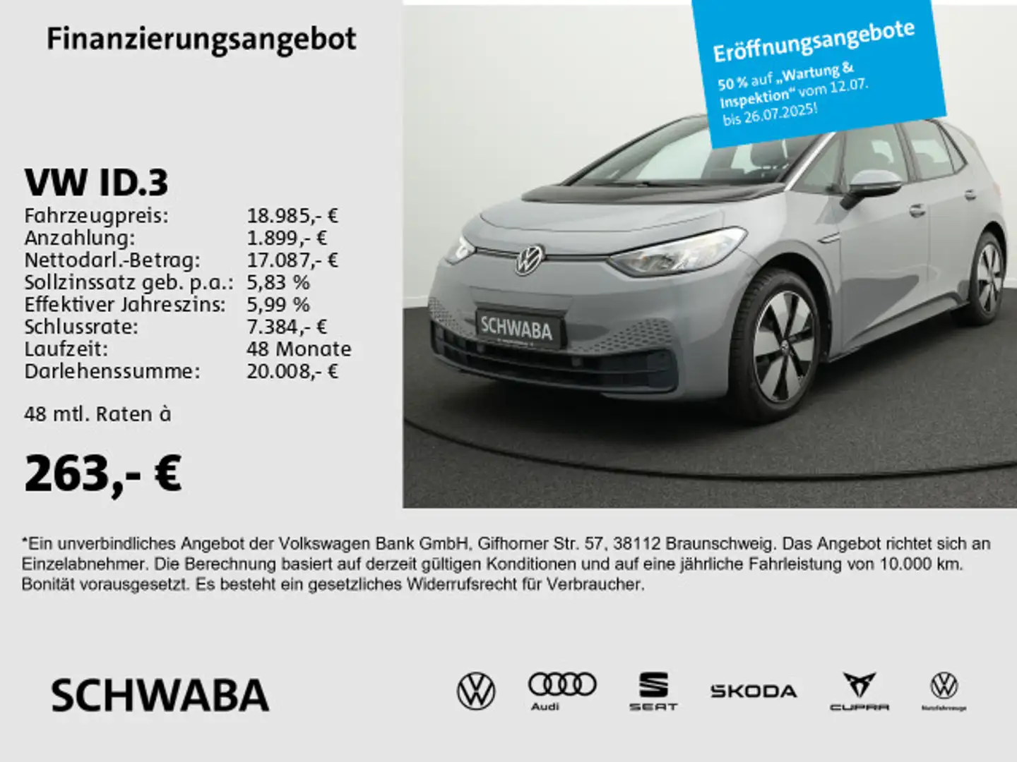 Volkswagen ID.3 Pure Performance *R-KAM*LED*NAVI*LANE*18''* Gris - 1