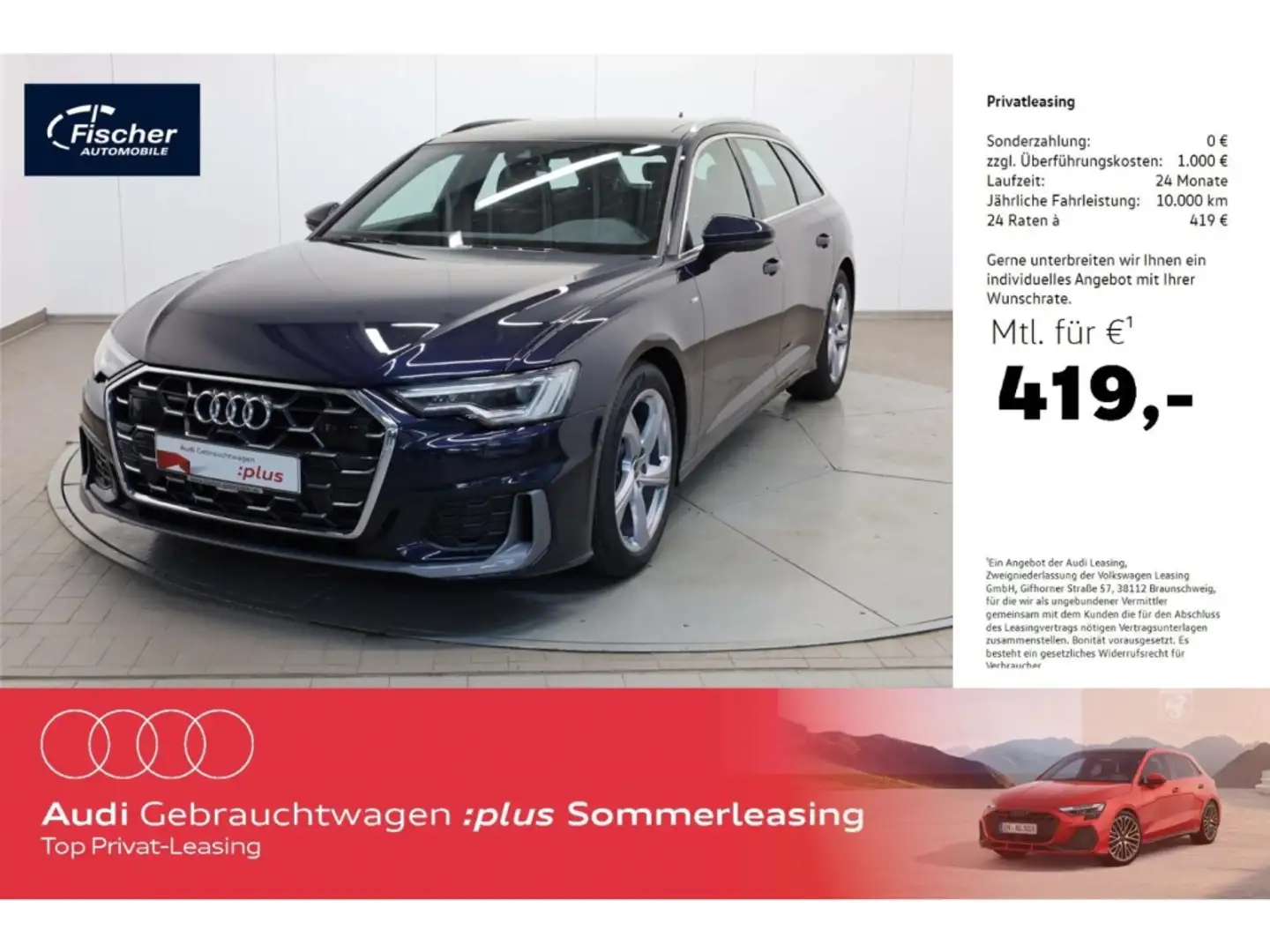 Audi A6 Avant 40 TDI quattro S line Blau - 1