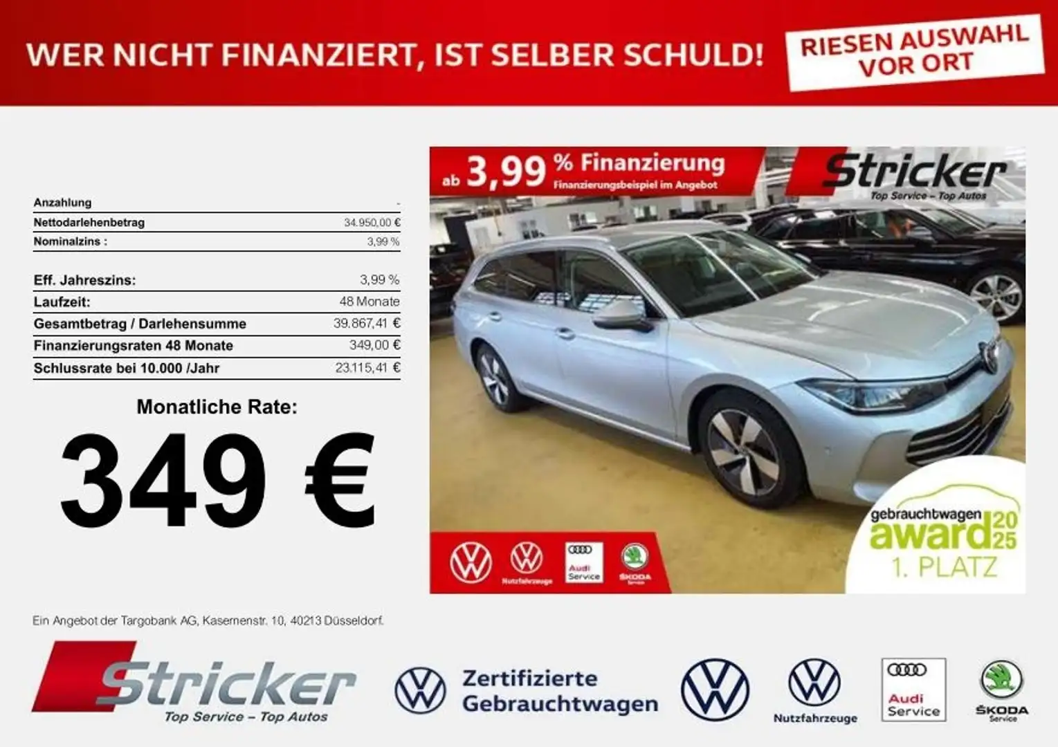 Volkswagen Passat Variant Elegance 2.0TDI 349,-ohne Anzahlung AHK Travel Silber - 1