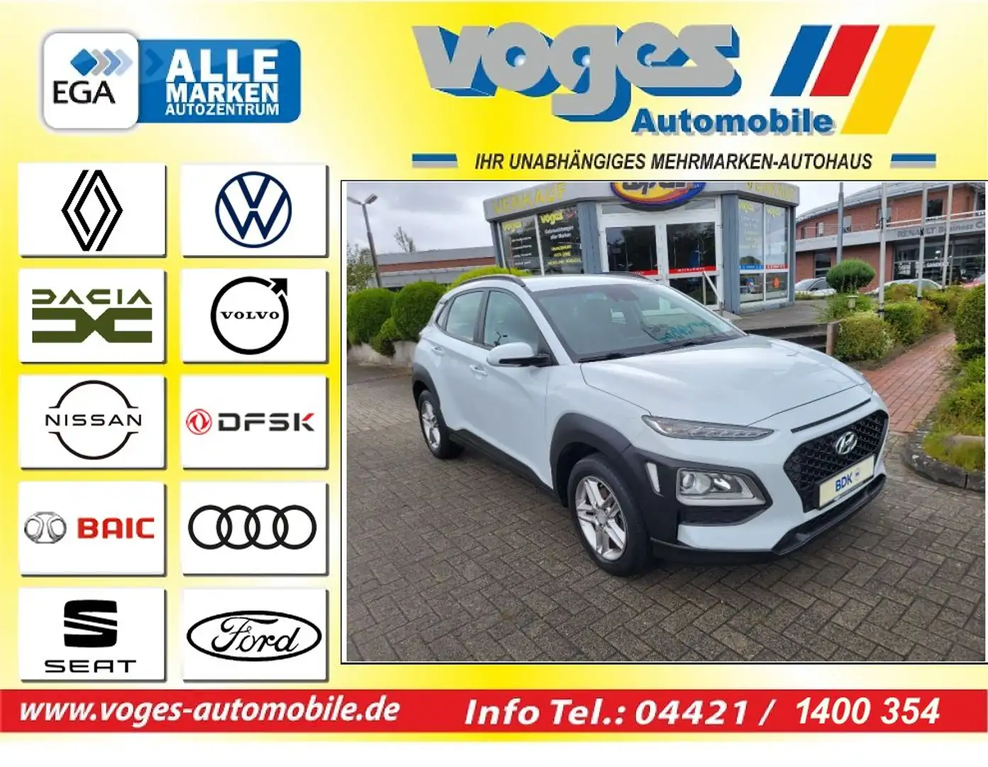 Hyundai KONA 1.0 T-GDI Pure +KAMERA+GJR+ Blanc - 1