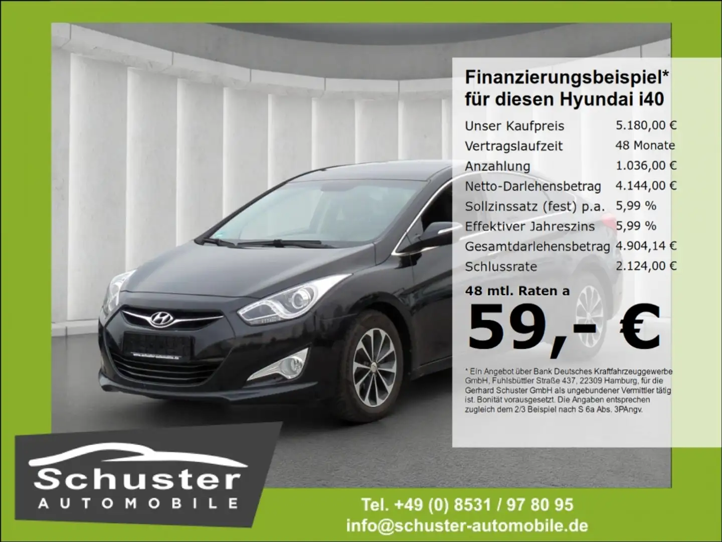 Hyundai i40 Style 1.7D*Temp el.Sitze Keyless 4xSHZ Bluet Černá - 1