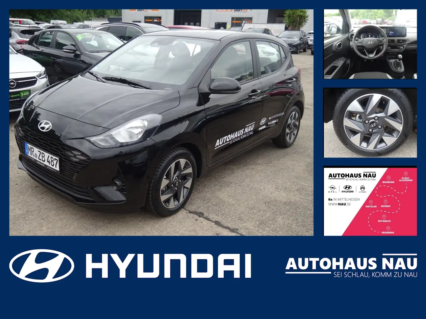 Hyundai i10 1.2 Trend +FLA SpurH KlimaA Navi PDC KAM Zwart - 1