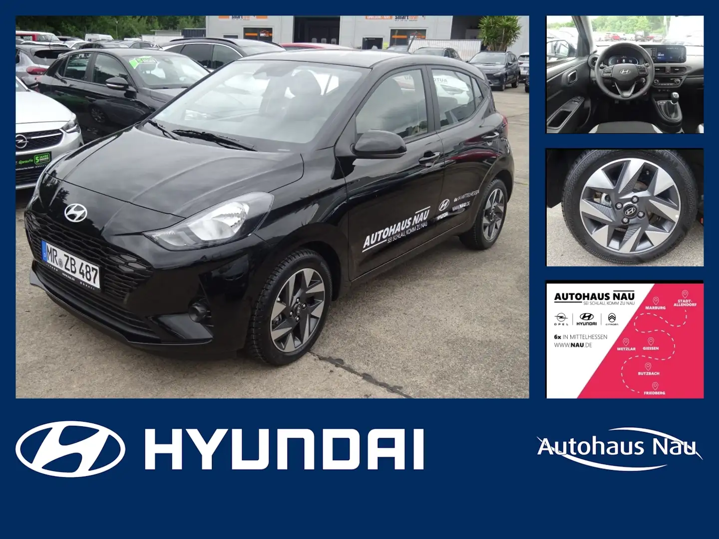Hyundai i10 1.2 Trend +FLA SpurH KlimaA Navi PDC KAM Schwarz - 1