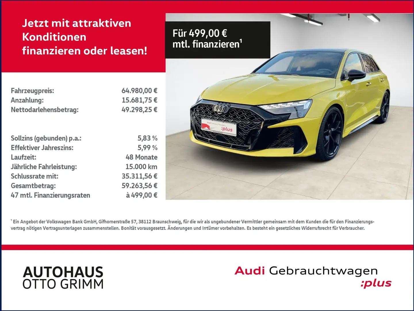 Audi RS3 Sportback 2.5 TFSI quattro  LED Gelb - 1