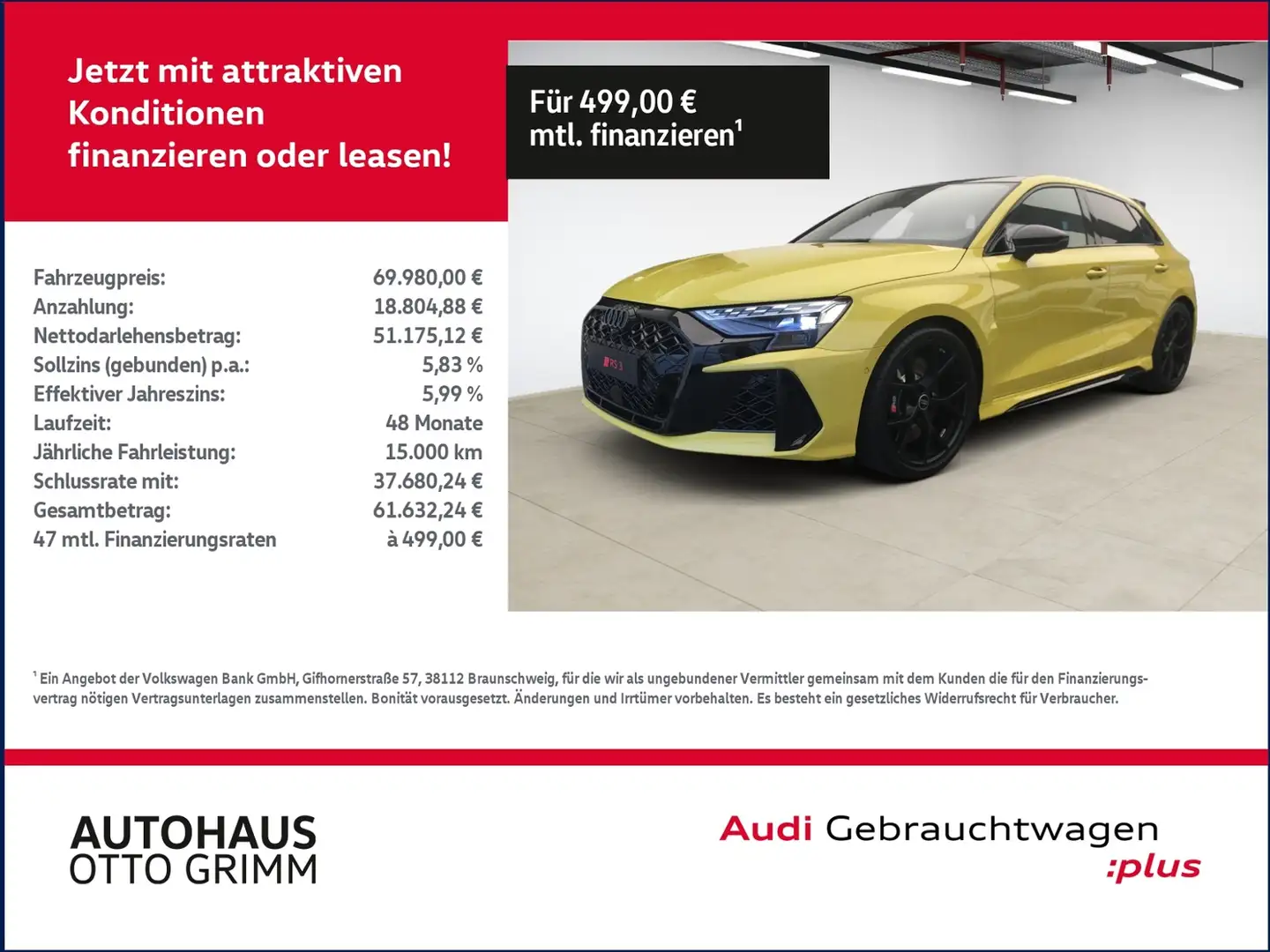 Audi RS3 Sportback 2.5 TFSI quattro  LED Gelb - 1