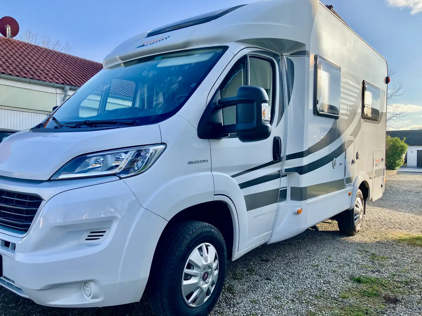Caravans-Wohnm Fiat Wohnmobil Teilintegriert Orange Camp Weiß - 2