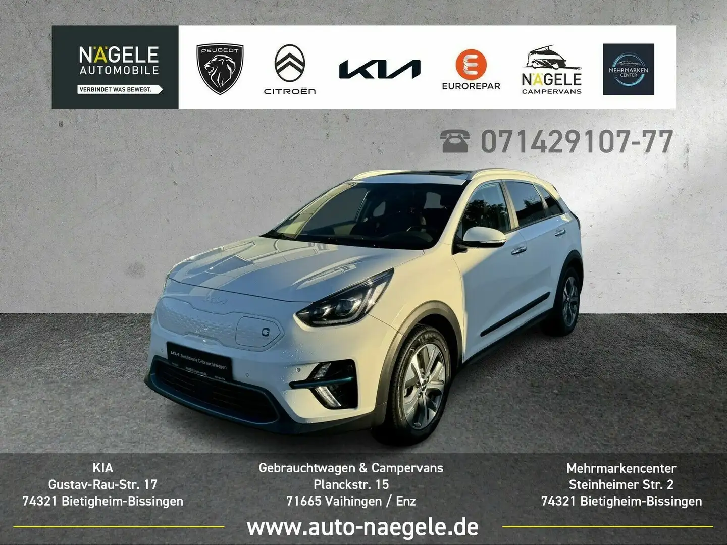 Kia Niro e-Niro Spirit 64 kWh+Navi+3Phasen+LED SHD/Klima Blanc - 1