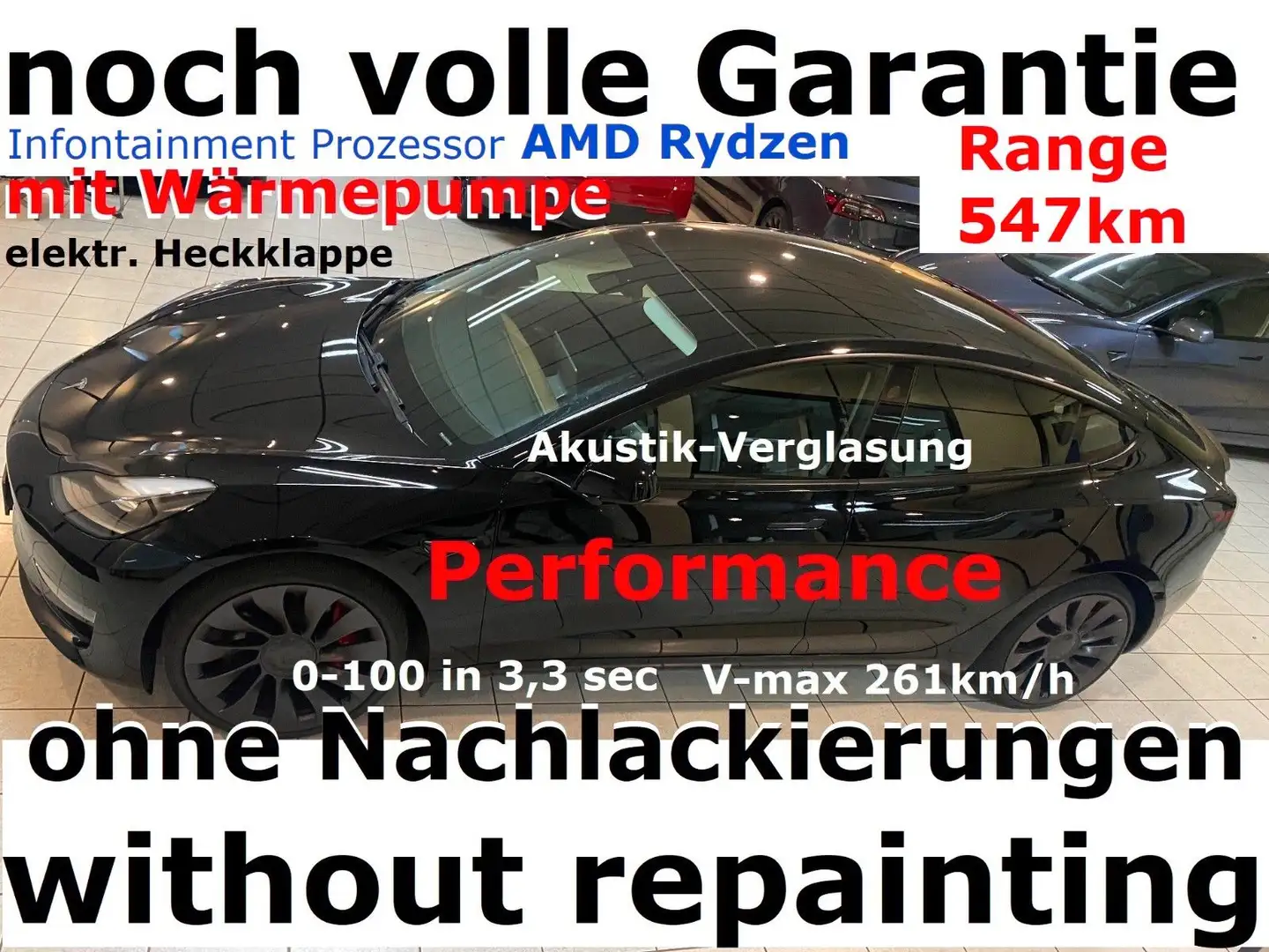 Tesla Model 3 Performance noch lange Garantie Schwarz - 1